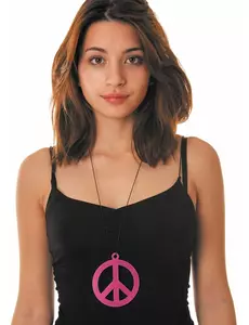 Náhrdelník Peace přívěsek neonově růžový pro dospělé
