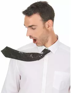 Černá flitrovaná kravata pro dospělé