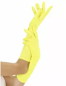 Dlouhé fluorescenčně žluté rukavice pro dospělé