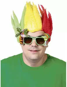 Jamajská paruka žluto-červeno-zelená pro dospělé