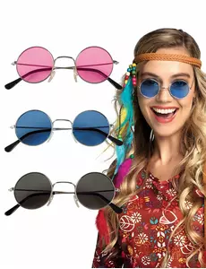Sada 3 kulatých hippie brýlí pro dospělé