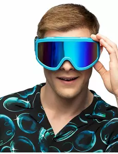 Fluorescenčně modré lyžařské brýle pro dospělé