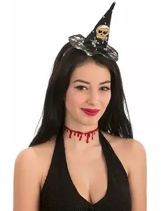 Mini klobouk lebka čarodějnice Halloween pro ženy
