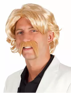 Blond paruka s knírem pro muže