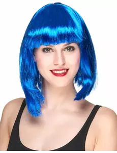 Modrá bob paruka střední délky pro ženy