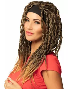 Hnědá rasta paruka s čelenkou pro ženy