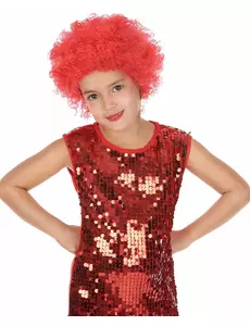 Červená dětská disco paruka