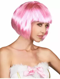 Krátká růžová paruka s ofinou pro ženy