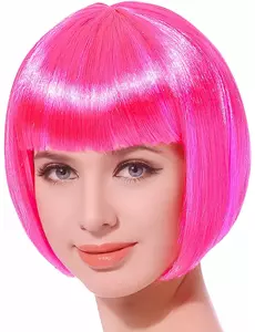 Krátká neonově růžová paruka pro ženy