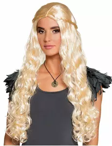 Dlouhá blond paruka s malými copánky pro ženy