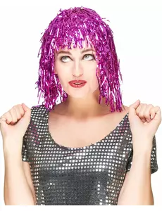 Fuchsiová metalická paruka pro dospělé