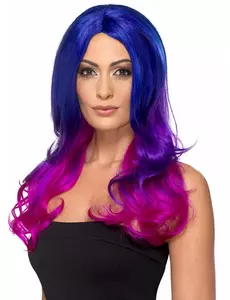 Tepelně odolná modro-růžová ombré paruka pro dospělé