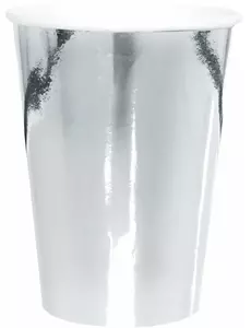 10 kartonových kelímků 25 cl stříbrné metalické
