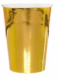 10 kartonových kelímků 25 cl zlaté metalické