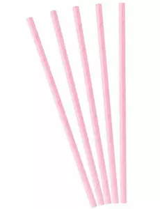 10 světle růžových kartonových brček 19.5 cm