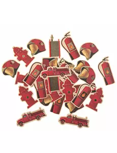 100 papírových konfet hasiči červená/zlatá 2–4,5 cm