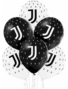 12 černo-bílých latexových balónků Juventus 30 cm