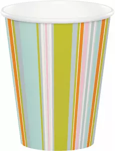 8 papírových kelímků Jungle Striped Multicolored 256 ml
