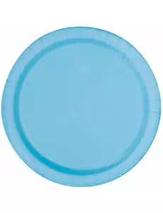 16 pastelově modrých papírových talířů 22 cm