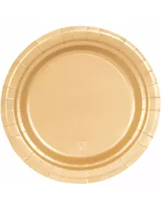 16 matně zlatých kartonových talířů 22 cm