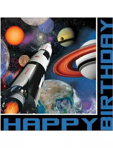 16 papírových ubrousků Space Birthday 33 x 33 cm