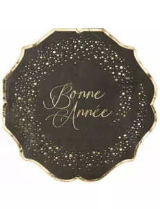 16 černo-zlatých ubrousků Happy New Year 33 × 33 cm