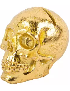 2 zlaté pryskyřičné place marker lebky 4 × 3,5 cm