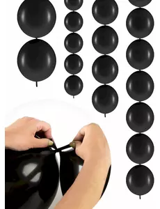 20× propojitelné nafukovací balónky černé 28 cm