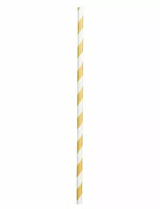 20 zlatých pruhovaných kartonových brček 20 cm