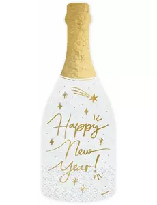 20 papírových ubrousků Happy New Year láhev 14,5 × 12 cm