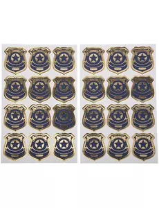 24 samolepek odznak policie navy/zlatá 4 cm