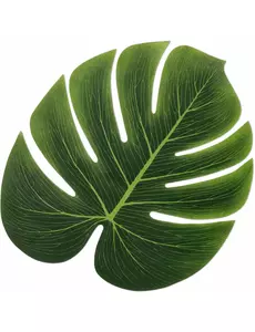4 zelené plastové listy monstera 34 x 29 cm