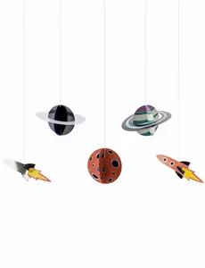 5 kartonových závěsů Space Adventure 17 × 10 až 19 × 7 cm