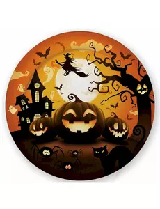 6 papírových talířů Halloween dýně 23 cm