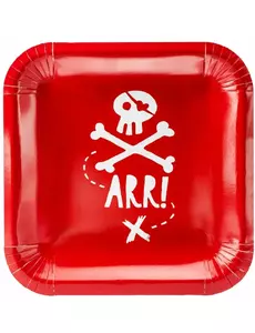 6 papírových talířů Red Pirate Party 20 cm
