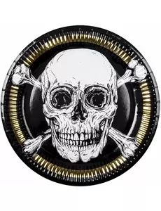 10 papírových talířů Pirate Jolly Roger 23 cm