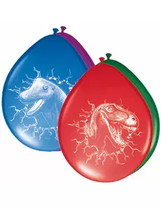 6 vícebarevných dinosaurích latexových balónků 30 cm