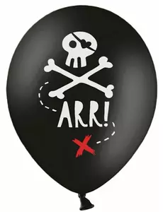 6 černých latexových balónků Pirate Party 30 cm