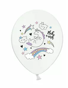 6 latexových balónků bílý jednorožec 30 cm