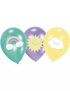 6 malých latexových balónků obláček – mint, fialová, žlutá 27,5 cm
