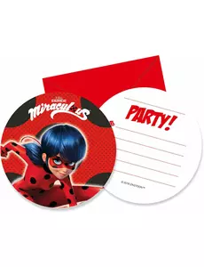 6 pozvánek Miraculous Ladybug s obálkami