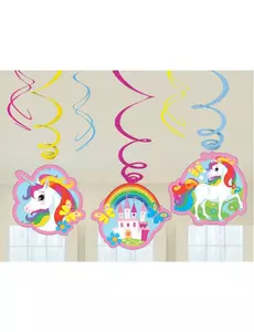 6 spirálových závěsných dekorací Unicorn