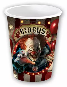 6 papírových kelímků Halloween klaun 240 ml