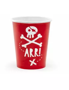 6 papírových kelímků Red Pirate Party 220 ml