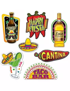 7 kartonových výřezů Mexican Fiesta 22–40 cm