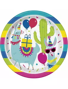 8 papírových talířů Llama Birthday 22 cm