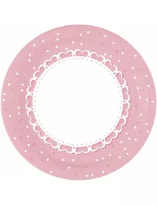 8 růžových srdcových talířů 23 cm