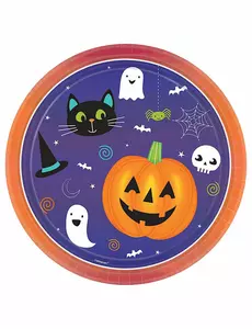 8 papírových talířů Halloween Friends 23 cm
