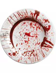 6 krvavých halloweenských papírových talířů 23 cm