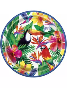 8 papírových talířů Palm Tropical Luau 23 cm